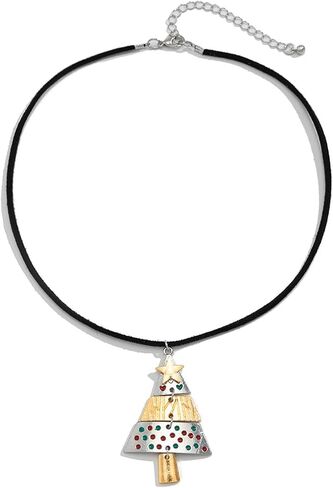 Christmas Necklace for Women Christmas Tree Star Pendant Necklace Xmas Tree Necklace Jewelry for Festival New Year Party in Kuwait