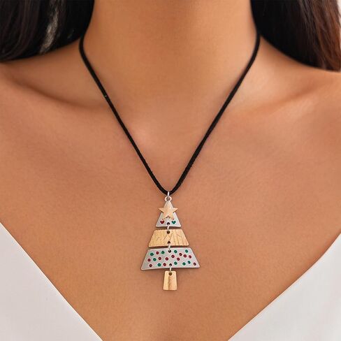 Christmas Necklace for Women Christmas Tree Star Pendant Necklace Xmas Tree Necklace Jewelry for Festival New Year Party in Kuwait