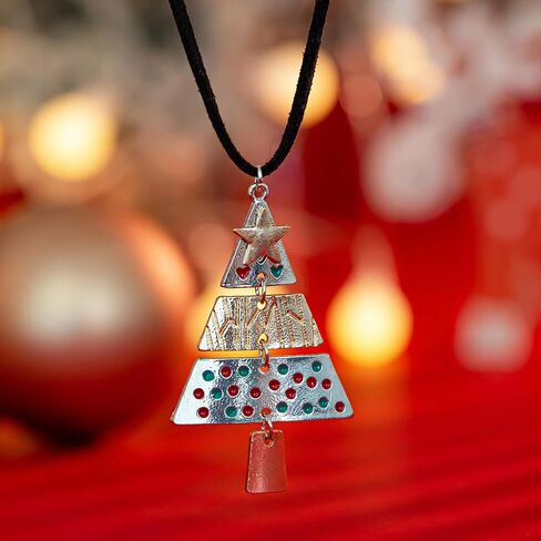 Christmas Necklace for Women Christmas Tree Star Pendant Necklace Xmas Tree Necklace Jewelry for Festival New Year Party in Kuwait