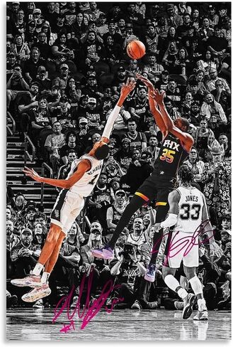 XPLOOT Victor Wembanyama Vs Kevin Durant Game Classic Moments Black And White Style Poster Art Decor Painting Aesthetic Wall Art Canvas for Bedroom Decor 16x24inch(40x60cm) Unframe-style in Saudi Arabia