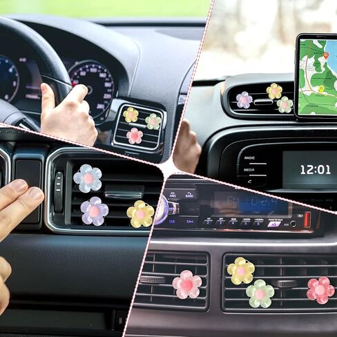 6 قطع من مشابك معطر الهواء على شكل زهرة، مشابك لطيفة لتنفيس السيارة، مشابك لمنفذ تكييف الهواء للسيارة، مشبك ساحر كاواي العالمي لمكيف الهواء للسيارة، ديكور داخلي، ملحقات السيارة الملونة للنساء والفتيات هدايا in Kuwait