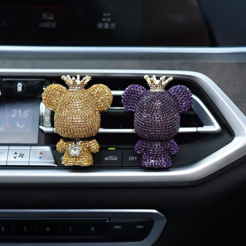 Bling Crystal Bear Car Air Freshener With Vent Clip,Valentine's Day Gift Car Air Vent Freshener for Vent Decoration, Rhinestone Aesthetic Car Decor for Girls Friends Family Bear Lover (red) in Kuwait