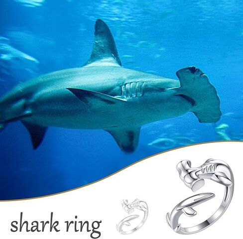 YAFEINI Hammerhead Shark Rings 925 Sterling Silver Shark Fidget Rings Shark Jewelry For Women in Saudi Arabia