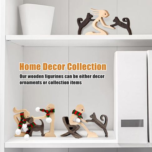 AOCEAN Christmas Handcrafted Wooden Dog and Human Sculpture - Unique Gift to Celebrate Friendship Between Dog and People - Home Decor Figurine Symbolizing Unconditional Bond (1 Dog) in Saudi Arabia