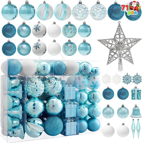 Joiedomi 71 Pcs Shatterproof Christmas Ornaments with Star Tree Topper for Holidays, Party Decoration, Events (Blue&White) in Saudi Arabia