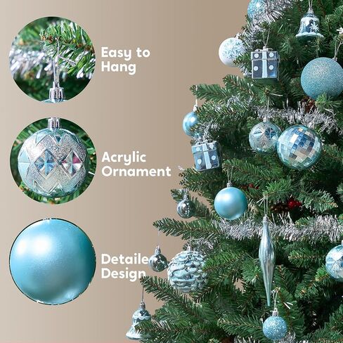 Joiedomi 71 Pcs Shatterproof Christmas Ornaments with Star Tree Topper for Holidays, Party Decoration, Events (Blue&White) in Saudi Arabia