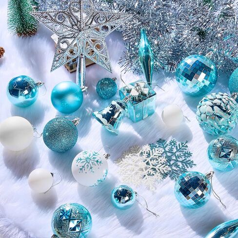 Joiedomi 71 Pcs Shatterproof Christmas Ornaments with Star Tree Topper for Holidays, Party Decoration, Events (Blue&White) in Saudi Arabia
