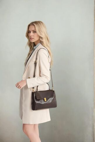 Women's Soft Leather Top Handle Crossbody Flap Satchel Bag in Saudi Arabia