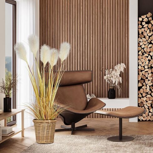 KOL 5ft 2-Pack Artificial Feather Reed Grass, 59in Tall Artificial Indoor Outdoor Fake Horsetail Grass, Home Office Décor Artificial Plants in Pot Faux Greenery, Housewarming Gift - Gradient Color in Saudi Arabia