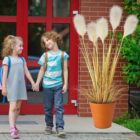 KOL 5ft 2-Pack Artificial Feather Reed Grass, 59in Tall Artificial Indoor Outdoor Fake Horsetail Grass, Home Office Décor Artificial Plants in Pot Faux Greenery, Housewarming Gift - Gradient Color in Saudi Arabia