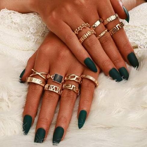 HUASAI Knuckle Rings Set for Women Snake Flower Rings Finger Midi Rings Boho Stacking Rings Pack in Saudi Arabia