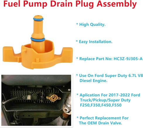 4 قطعة قابس تصريف مبيت مرشح الوقود، صمام تصريف الوقود، ديزل 6.7 لتر HFCM الوقود فاصل المياه قابس تصريف مناسب لفورد سوبر ديوتي F250 F350 2017-2022 استبدال HC3Z-9J305-A، HC3Z9J305A in Kuwait