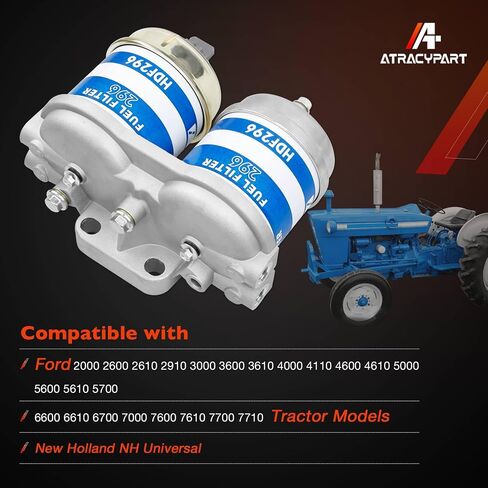 مجموعة فلتر الوقود المزدوج طراز CAV متوافق مع نماذج جرار Ford 2000 2600 2910 3000 3600 3610 4000 4600 4610 5000، يستبدل # EBPN9N166AA، 7111-296 in Kuwait
