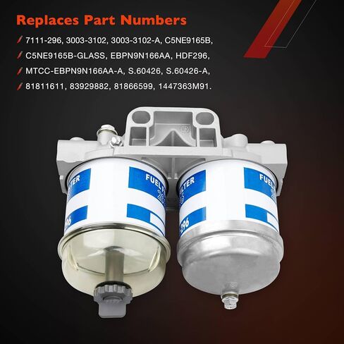 مجموعة فلتر الوقود المزدوج طراز CAV متوافق مع نماذج جرار Ford 2000 2600 2910 3000 3600 3610 4000 4600 4610 5000، يستبدل # EBPN9N166AA، 7111-296 in Kuwait