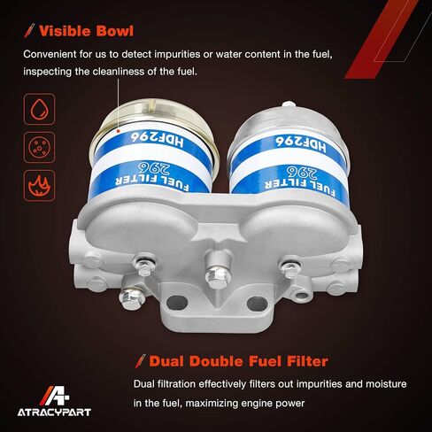 مجموعة فلتر الوقود المزدوج طراز CAV متوافق مع نماذج جرار Ford 2000 2600 2910 3000 3600 3610 4000 4600 4610 5000، يستبدل # EBPN9N166AA، 7111-296 in Kuwait