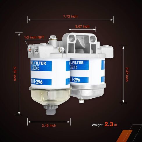 مجموعة فلتر الوقود المزدوج طراز CAV متوافق مع نماذج جرار Ford 2000 2600 2910 3000 3600 3610 4000 4600 4610 5000، يستبدل # EBPN9N166AA، 7111-296 in Kuwait