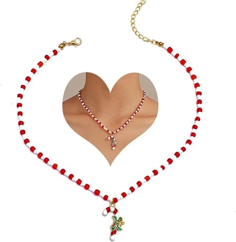 Bethynas عيد الميلاد مطرز المختنق قلادة X-Mas شجرة جلجل بيل ندفة الثلج قلادة الكريستال طوق سلسلة الرقبة لينة الجلد المدبوغ عيد الميلاد حزب مجوهرات للنساء in Kuwait