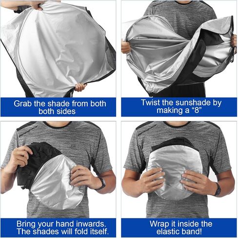Car Windshield Sun Shade with Storage Pouch and Fixed Strap Durable Car Sun Visor 210T Reflective Material Blocks UV Rays and Keeps Your Vehicle Cool for Car SUV Truck (Medium 64''x32'') in Saudi Arabia