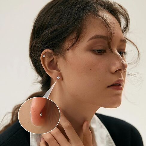 Jstyle 4 Pairs Stainless Steel Mens Womens Magnetic Stud Earrings Non-piercing CZ 4-7MM in Kuwait