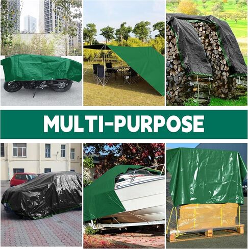 قماش القنب 15 × 15 قدم عالي التحمل 100% مقاوم للماء 10 مل، مقاوم للأشعة فوق البنفسجية، حلقات متينة وحواف معززة، قماش القنب الأخضر/الأسود للتخييم، حمامات السباحة، تغطية السيارة - من MVPNET in Kuwait