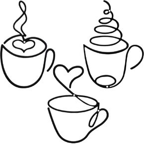 3 Pcs Coffee Cup Metal Wall Art Metal Coffee Bar Sign Hanging Coffee Cup Kitchen Wall Art Farmhouse Kitchen Restaurant Decor Coffee Bar Sign for Home Office, Black