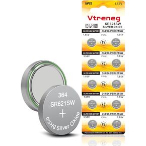 10 Pack 364 SR621SW Watch Battery 363 164 AG1 1.55V Silver Oxide Battery