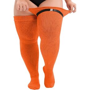Zando Plus Size Thigh High Socks Extra Long Leg Warmers Over Knee Thick Socks Chunky Knit Thigh High Stockings for Women