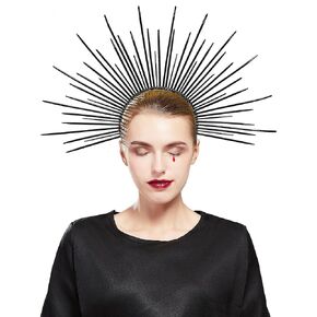 Fantherin Women's Goddess Halo Crown Headband - Zip Tie Spiked Angel Headpiece Headdress for Cosplay Halloween Costume Party (Gold)