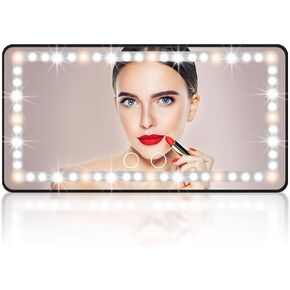 LED Mirror for Car Visor,Rechargeable Car Visor Vanity Mirror with 3 Light Modes & Dimmable Touch Screen,60 LEDs USB Makeup Mirror for Universal Car Truck SUV as A Gifts for Women(Black)