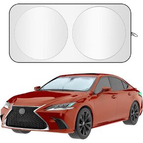 Windshield Sun Shade | Front Windshield Shade for Sun, Heat and UV Rays | Car Sun Shade Fits Small Sedan and Mini SUV | Car Accessories for Interior Protection | Medium (64" x 32")