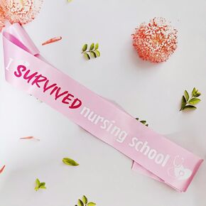 Decorit I Survived Nursing School Sash, Pink, Earned it, Nursing School Graduation, Graduation Gift Idea, Senior Class of 2025 Sash, Party, Nurse Day Sash, RN, BSN