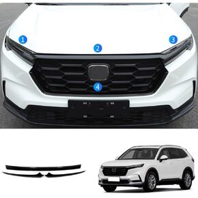 Car Accessories Exterior Front Bumper Engine Lid Grill Grille cover Trim Compatible with Honda CR-V CRV 2023 2024 2025 (Glossy Black) 3PCS ABS