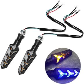 2 PCS Motorcycle Indicators Flowing Turn Signal Lights, Motorbike Sequential LED Running Light Tail Lights, Turn Signals for Motor E-Bike Off Road, Motorcycle Accessories (Yellow)