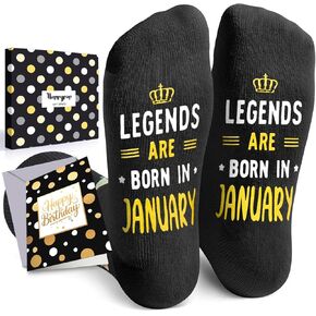 HAPPYPOP January Birthday Gifts for Women Men - Birthday Socks Birthday Presents Gifts for Him Male with Greeting Card
