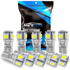 Marsauto 194 168 مصابيح LED 6000k أبيض، 2825 W5W T10 استبدال إسفين لأضواء لوحة الترخيص قبة خريطة الباب ضوء صندوق السيارة، 3030 شريحة فائقة السطوع حزمة من 10