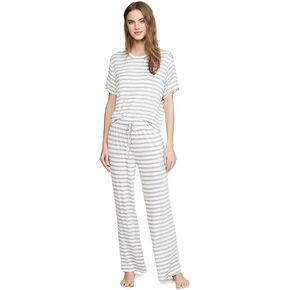 Honeydew Intimates Women's All American PJ Set, Ivory Stripe, XXS