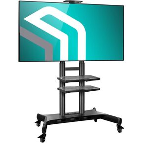 ONKRON Mobile TV Stand on Wheels for 50-86 Inch TV up to 200 lbs, Height Adjustable TV Stand Portable with Wheels VESA 800x500 - Mobile TV Cart Rolling TV Stand Tall & Movable/TV Moving Cart White