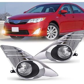 Fog Light Assembly Replacement For 2012 2013 2014 Toyota Camry With H11 12V 55W Halogen Bulbs & Wiring Kit (Clear Lens) Upgrade Fog Light Cover