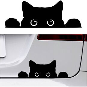 Peeking Sneaky Cat Sticker, Waterproof Strong Adhesive Decals with Curious Black Cat Graphic, Removable Funny Peeking Black Cat Sticker for Car Window Laptop, Car Accessories (Fretwork)