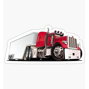 Cartoon Semi Truck - Sticker Graphic - Auto, Wall, Laptop, Cell, Truck Sticker for Windows, Cars, Trucks