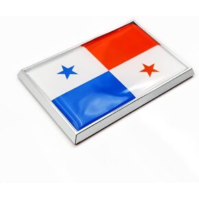 Panama Flag Sticker Emblem Panamanian Decal Car Chrome Flags, 2 Pack, 3 x 2 inches
