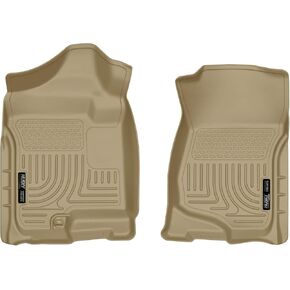 Husky Liners Weatherbeater Floor Mats | Fits Various 2007-2014 Cadillac Escalade & ESV, GMC Yukon, Chevrolet Suburban 1500, Tahoe, Silverado/Sierra (See Description) | Front Row, 2-pc Tan - 18203