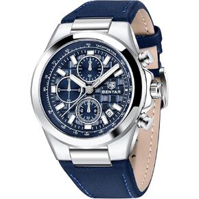 BENYAR Quartz Movement Chronograph 30M Waterproof Luminous Date Classic Leather Strap Men's Watches