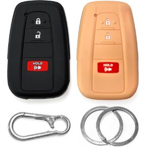 Click&Fit Silicone Key Fob Covers Compatible with Toyota Camry 2016-2022, C-HR 2017-2022, 4Runner 21-22 RAV4 17-22, Prius Highlander Sequoia Avalon – Car Remote Key Rubber Case 3-Buttons, Black&Red