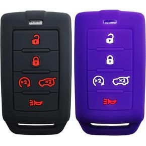 2X Coolbestda Rubber Key Fob Cover Case Keyless Entry Holder for 2021 2022 2023 2024 Jeep Grand Cherokee L Grand Wagoneer L Wagoneer Grand Cherokee L M3NWXFOB1
