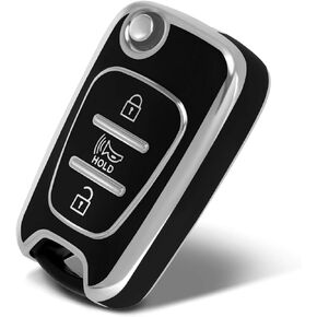 Silver Pattern Premium Soft TPU Key Fob Cover Case Compatible with Kia 2012-2014 Rio/2010-2013 Soul(Sliver-White) in Kuwait