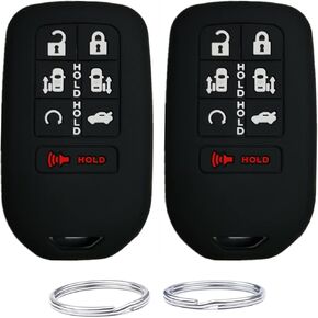 غطاء حافظة مفتاح التحكم عن بعد من السيليكون بدون مفتاح مناسب لـ 2024 2023 2022 2021 2020 2019 2018 Honda Odyssey Elite ex (7 أزرار) (أسود + أحمر وردي) in Kuwait