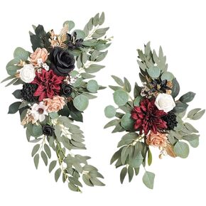 Faux Flower Swag Set of 2, Orange Wedding Arch Flowers, Flower Swags for Wedding Arch, Wedding Flowers for Welcome Signs, Artificial Floral Swag, Welcome Flowers Reception Ceremony Signs Decorations