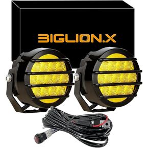 BIGLION.X 3.7 Inch 130W Amber Fog Lights Yellow Round Offroad Fog Lights Super Bright 12800LM Driving Fog Lights Bumper Fog Light Pods Waterproof 12/24V for Trucks 4x4 SUV ATV UTV Car