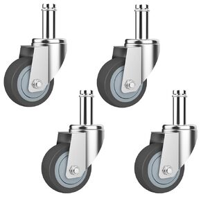 4-Inch Caster for Wire Shelving Racks, Heavy Duty Scaffolding Wheel with Brake, Set of 4 Metro Shelving Replacement Wheels(.864" x 2-3/16")